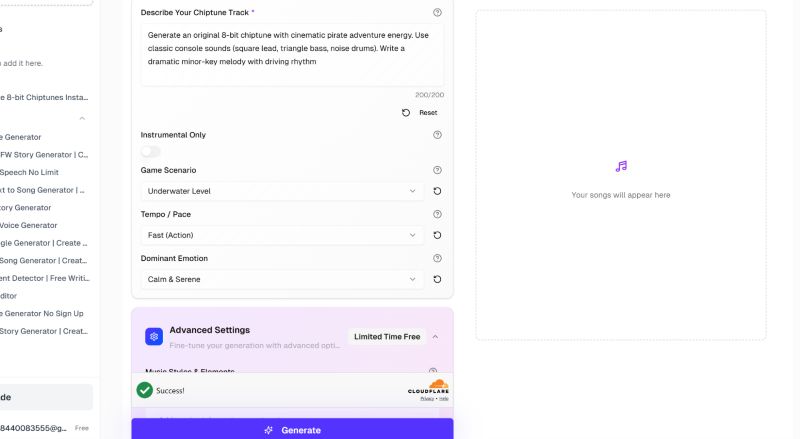 explore advanced options | 8-Bit Music Generators