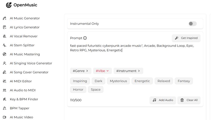 switch on Instrumental only | 8-Bit Music Generators