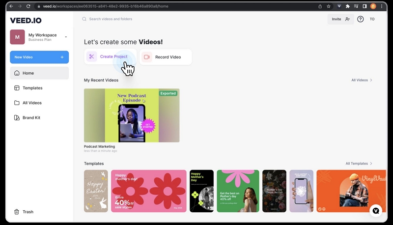 login VEED | Add a Background to a Music Performance on AI