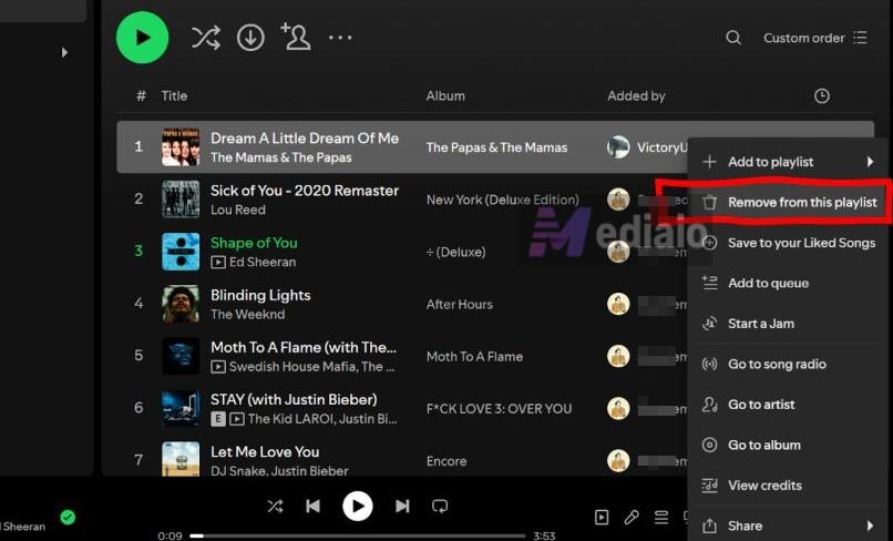 choose Remove from this playlist | Make Your Playlist Collaborative on Spotify