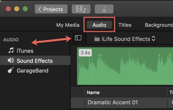 Audio section | Add Music to iMovie
