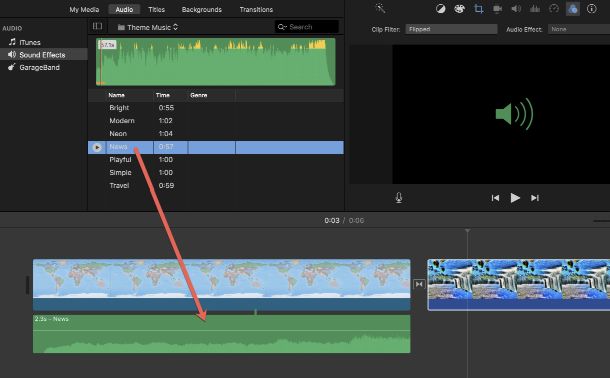 place the file | Add Music to iMovie