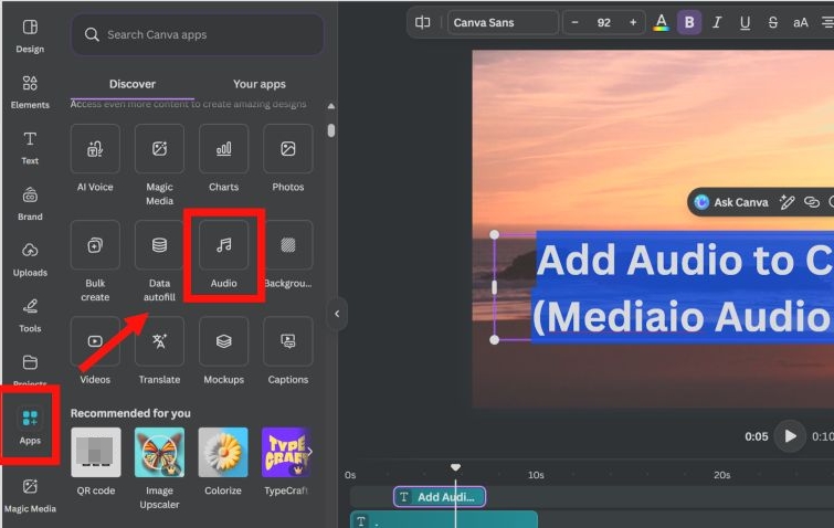 click Apps | Add Music to Canva from Spotify