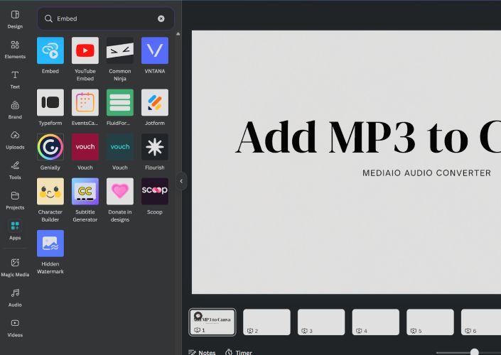 choose Embeds | Add Music to Canva from Spotify