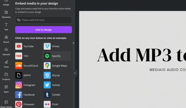 click Spotify | Add Music to Canva from Spotify