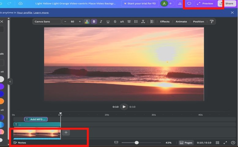click Preview | Add Music to Canva from Spotify