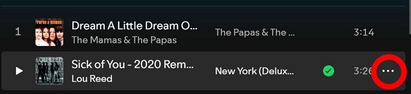 hover over song row | Add Songs to Playlists on Spotify