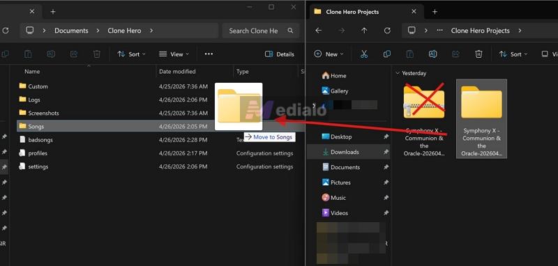 bring folder to Songs | Add Songs to Clone Hero