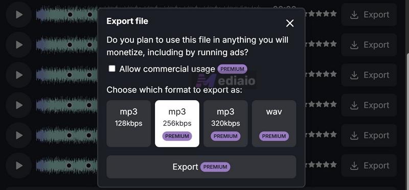 click Export | AI Music Extenders