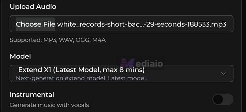 choose Extend | AI Music Extenders