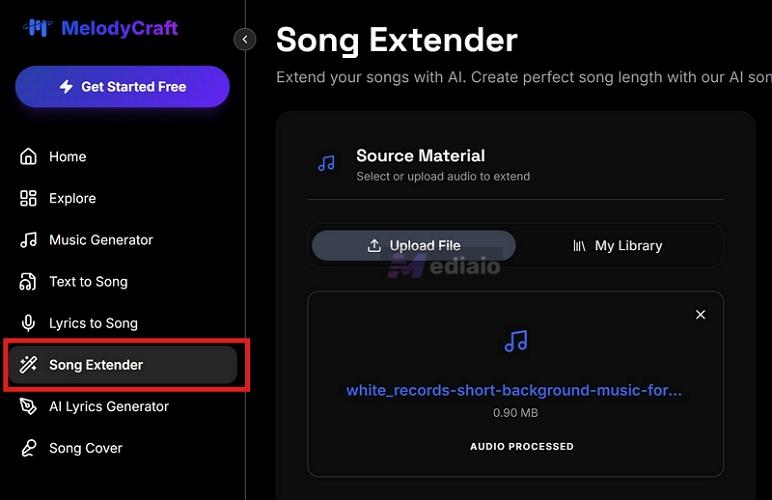 hit Upload File | AI Music Extenders