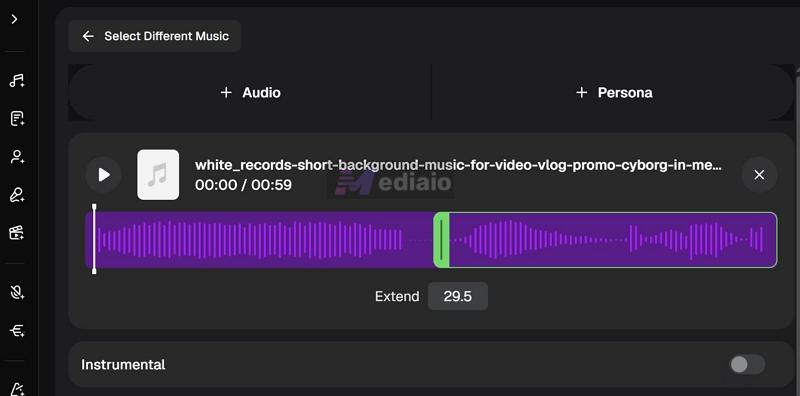 toggle on Instrumental | AI Music Extenders