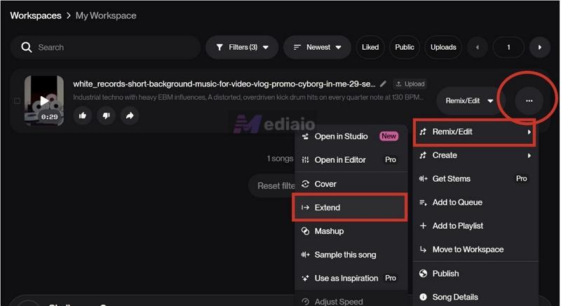 select Extend | AI Music Extenders