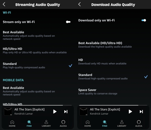 find Audio Quality | Amazon Music