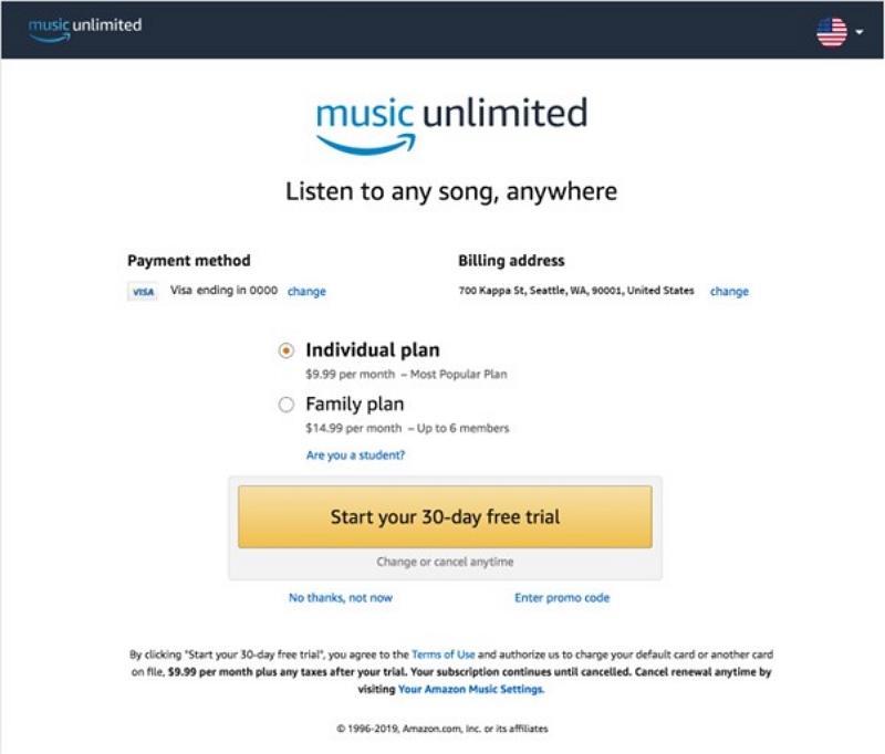 Choose Your Plan | amazon music unlimited free trial