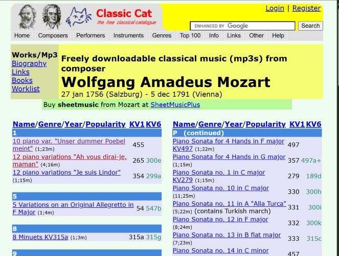 select tracks | Copyright-Free Classical Music