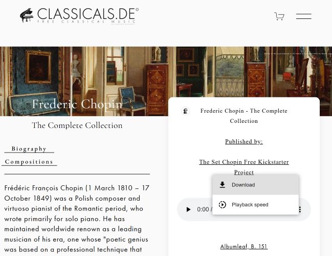 click three-dot | Copyright-Free Classical Music