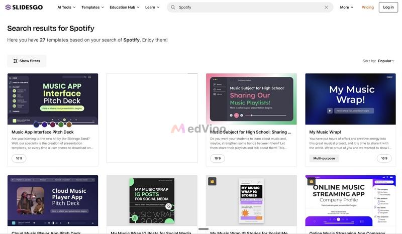 search for Spotify | Spotify Slides Templates