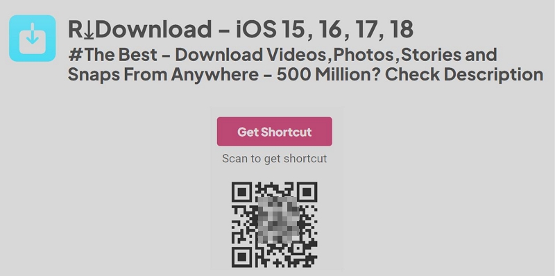 R⤓Download | YouTube Video Downloader Shortcuts