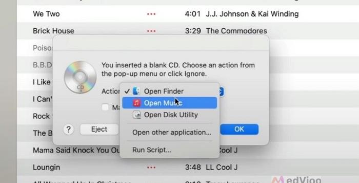 select Open Music | Burn CD from Spotify