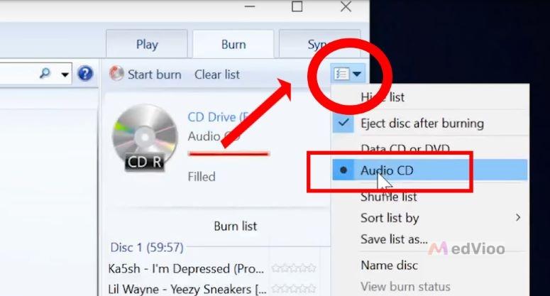 choose Audio CD | Burn CD from Spotify