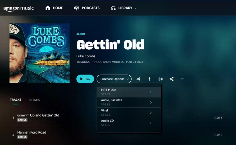 Purchase Options | amazon music to mp3