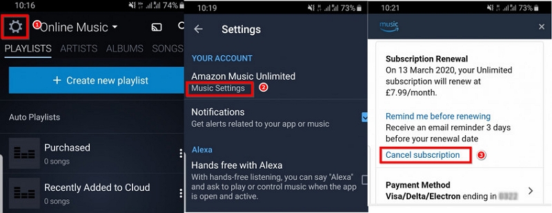 Cancel Subscription android | cancel amazon music unlimited