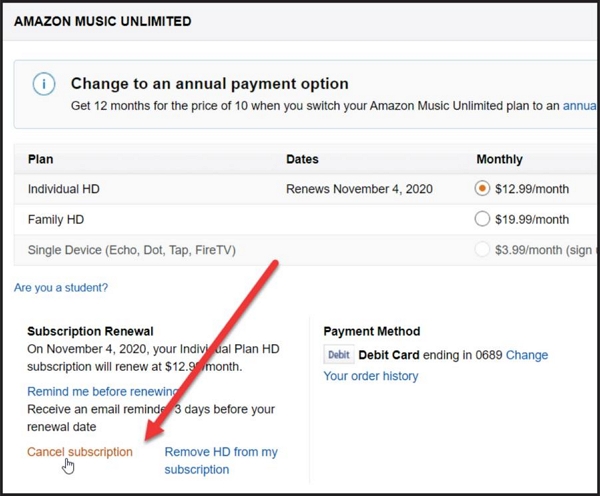 Subscription Renewal Details | amazon music subscription