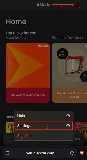 profile icon | cancel apple music subscription