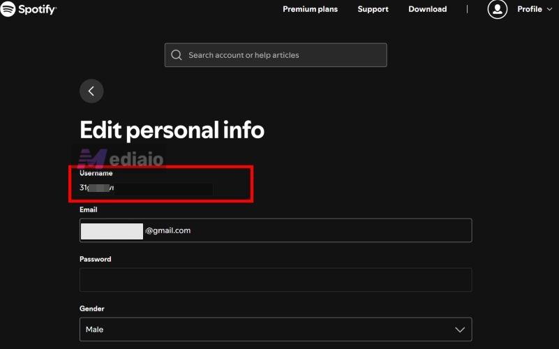 tap Edit personal info | Change Spotify Username