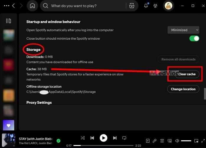 click Clear Cache | Clear Spotify Cache