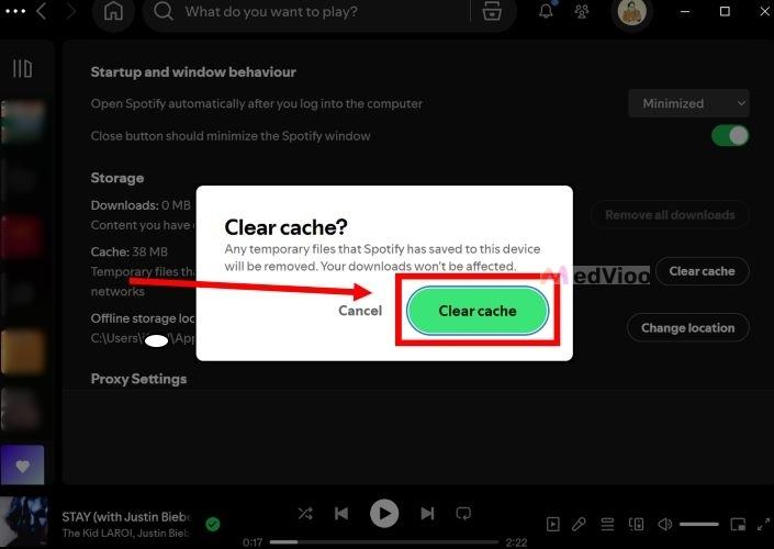 confirm cache clearing | Clear Spotify Cache