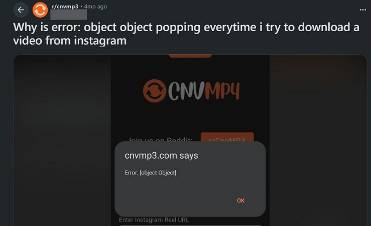 object error | CnvMP3 Review