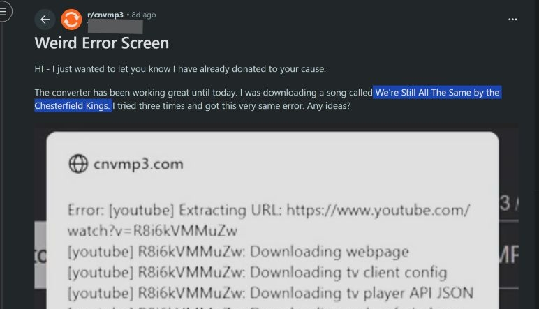 technical error | CnvMP3 Review