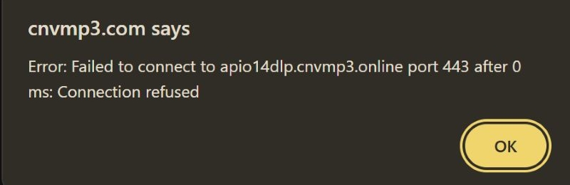 failed to connect error | CnvMP3 Review