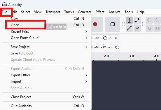 click File and Open | Convert AAC to MP3