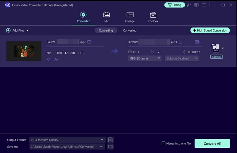 open Edit Profile | Convert AAC to MP3