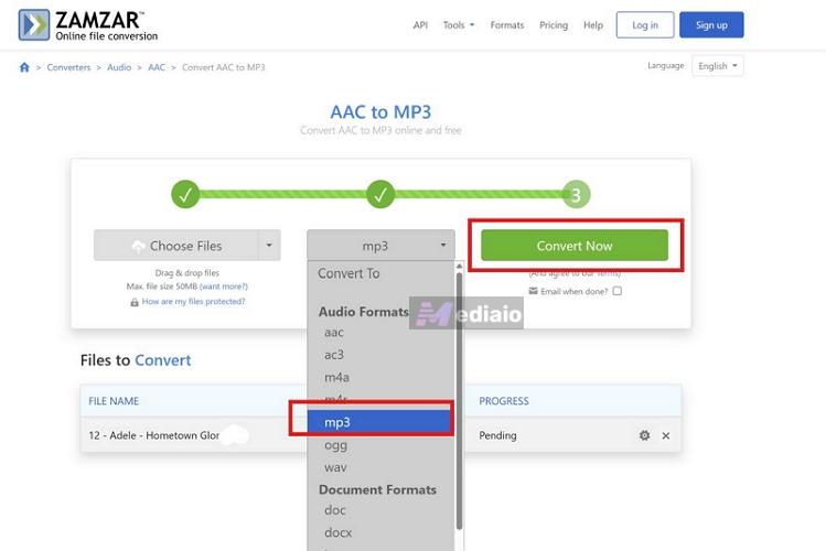 confirm MP3 | Convert AAC to MP3