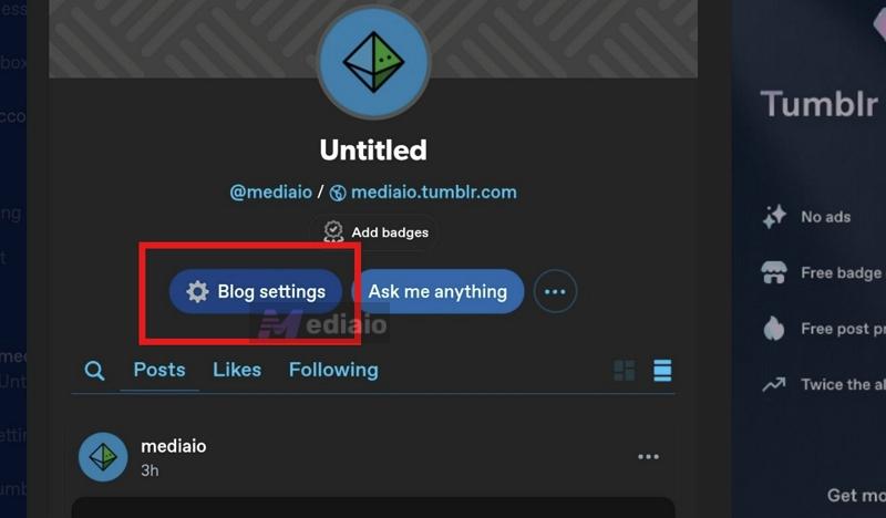 access Blog settings | Add Spotify Music to Tumblr
