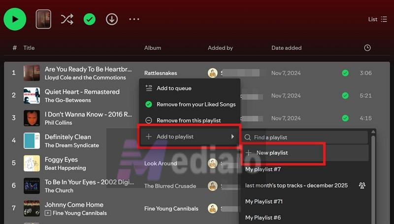 go with New playlist | Make a Playlist Public on Spotify