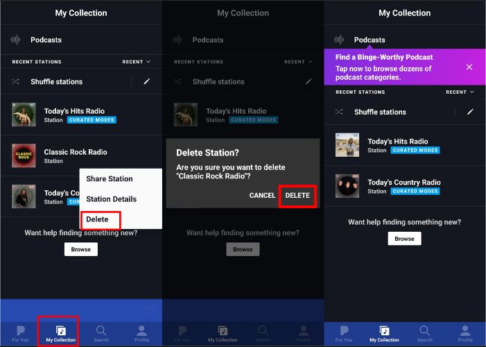 deleted station | Delete Stations on Pandora