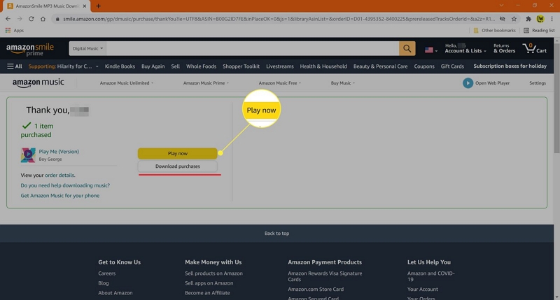 select download purchases | download purchased amazon music