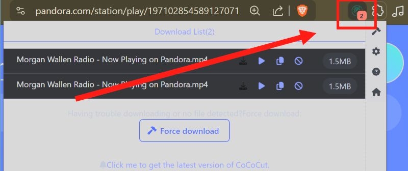 click CocoCut icon | Download Music from Pandora
