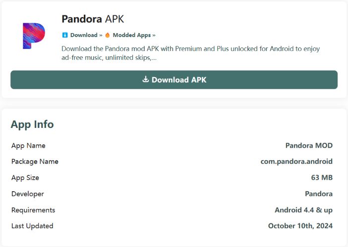 search for Pandora Mod | Download Music from Pandora Without Premium