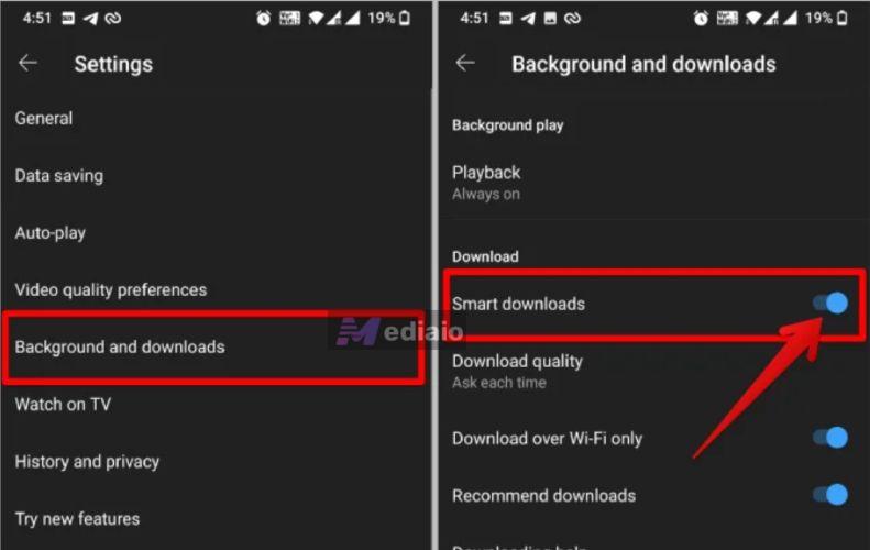 enable Smart Downloads feature | Create a Playlist on YouTube Music