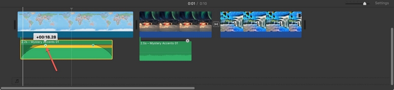 stretch the fade arch | Add Music to iMovie