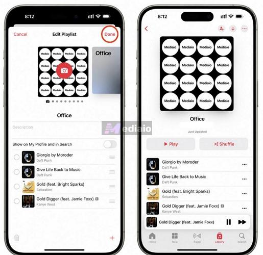 tap Done | Change Apple Music Playlist Covers