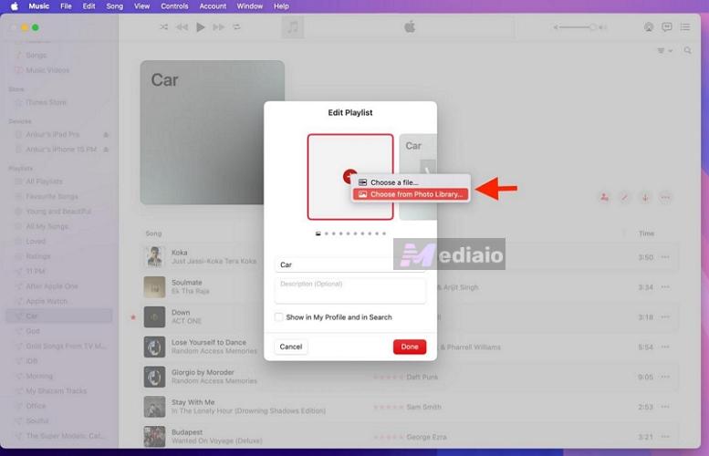 select Choose from photos library | Change Apple Music Playlist Covers