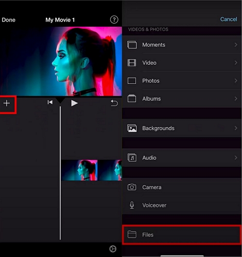 choose Files | Add Music to iMovie