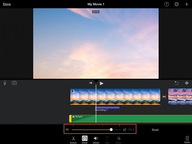 speed clip up | Add Music to iMovie
